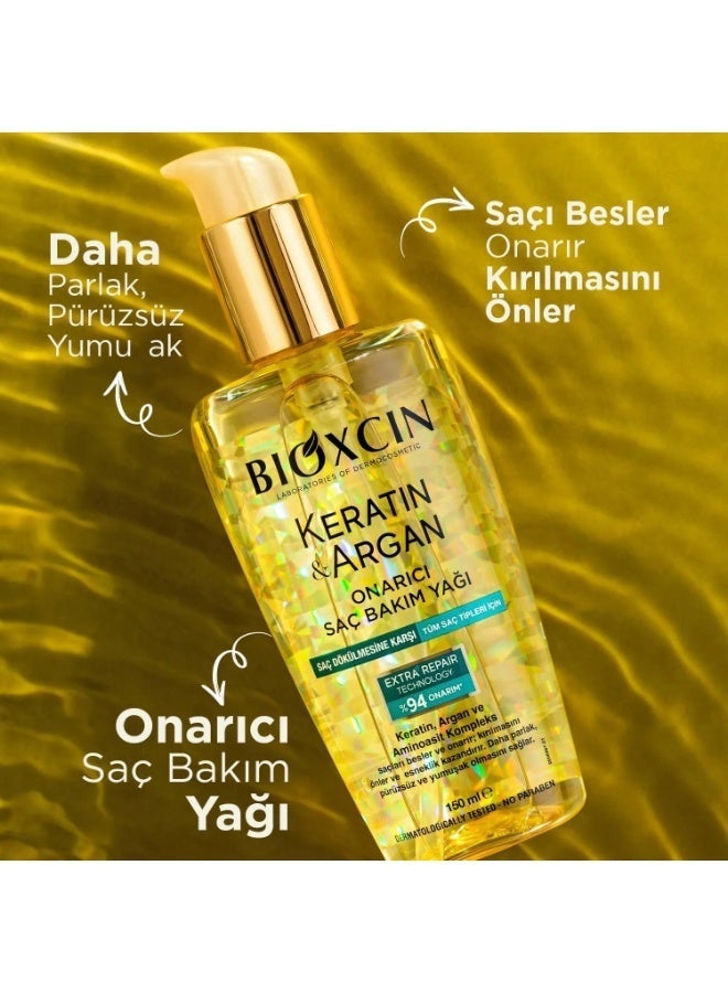 Bioxcin Keratin Argan Repair Hair Oil 150ml for Damaged, Dull Hair - Image 2